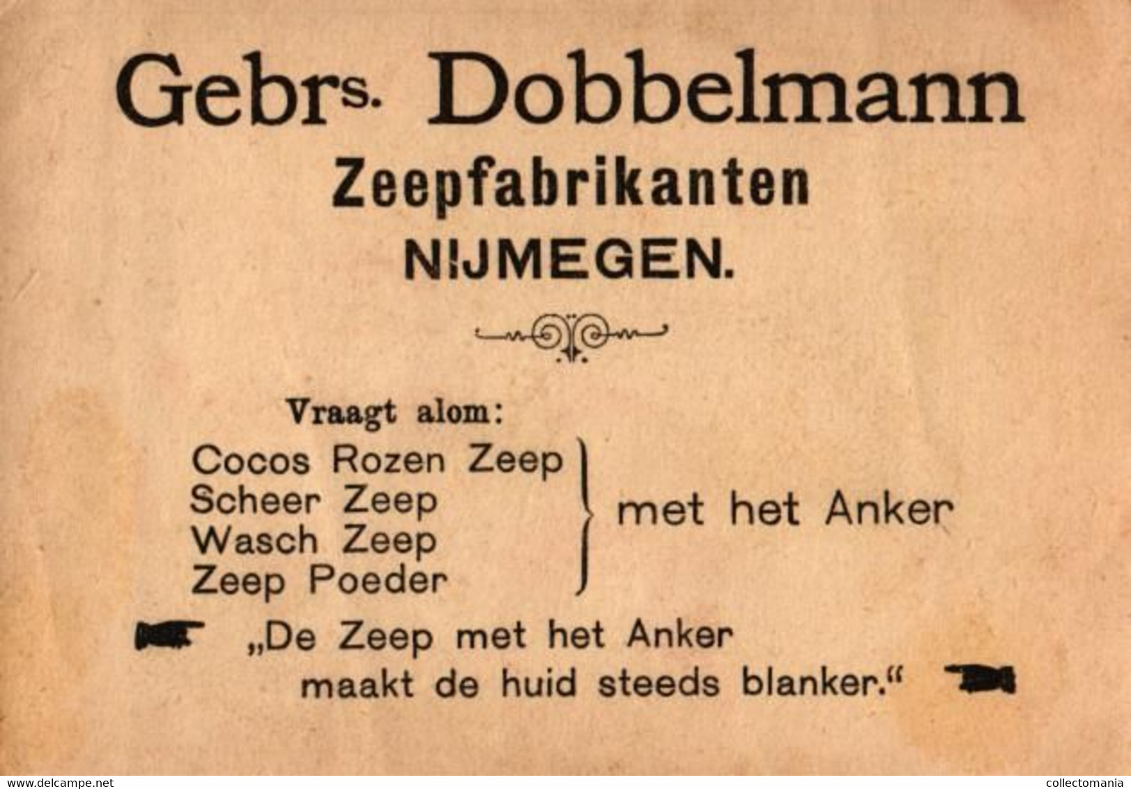 9 Card Gebroeders Dobbelmann Zeepfabrikanten Nijmegem Nederland, zeer mooie staat, reklame kaartjes, litho anno 1890