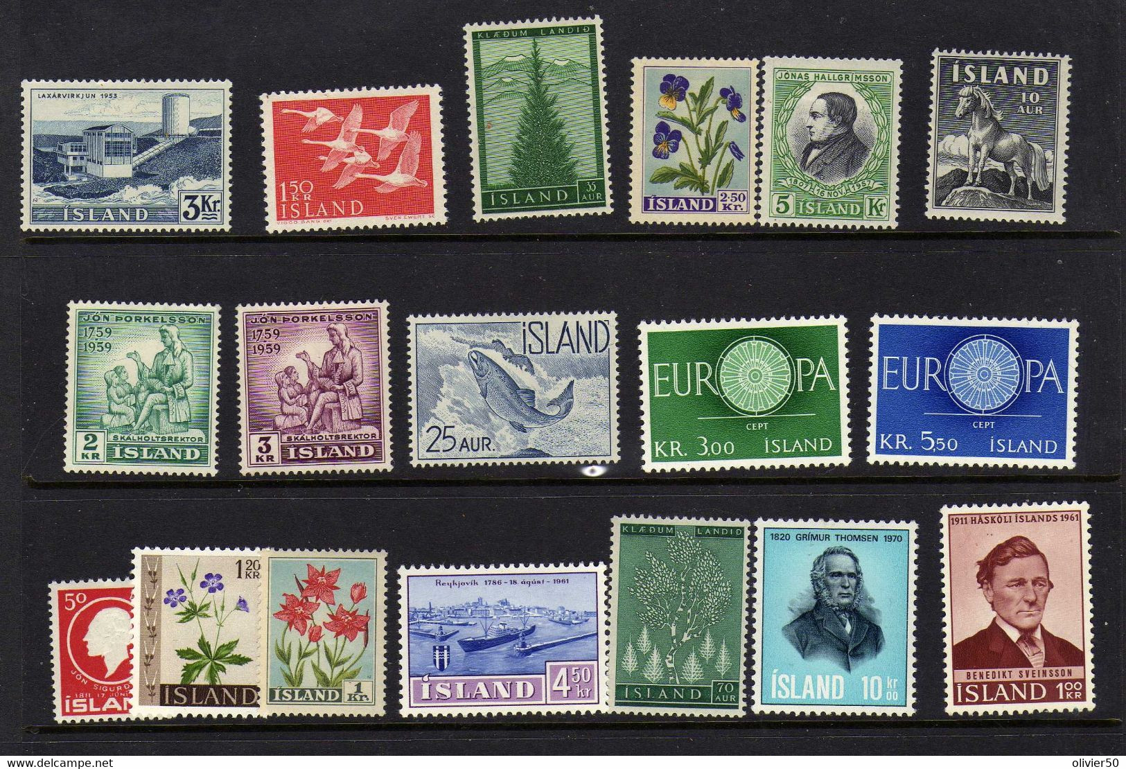 Islande (1956-61)   - - Paysages - Faune - Flore - Europa  - Celebrites  - Neufs*  - MLH - Sonstige & Ohne Zuordnung