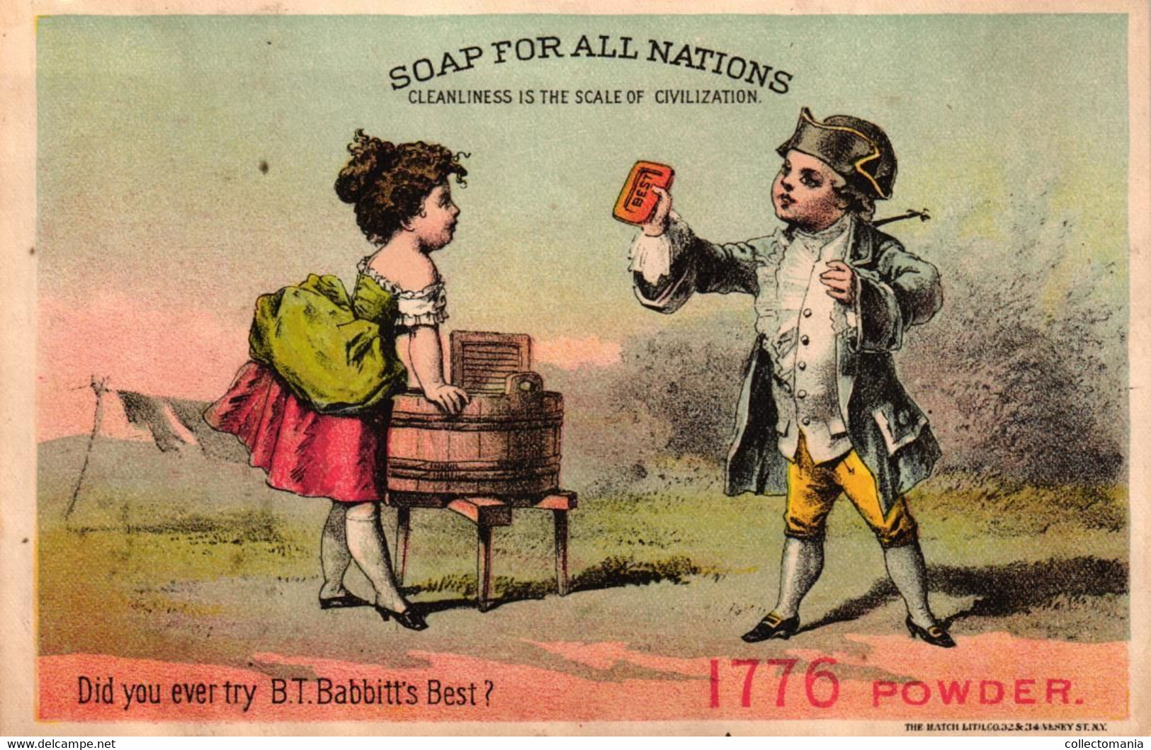 2 Cards Soap For All Nations B.T.Babbitt's Best Soap New York Lith. The Match - Andere & Zonder Classificatie