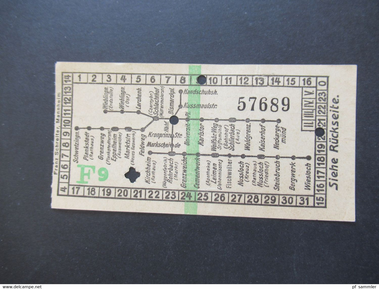 Ticket etliche Fahrscheine 1930 - 50er Jahre Heidelberger Straßen und Bergbahn AG Konvolut