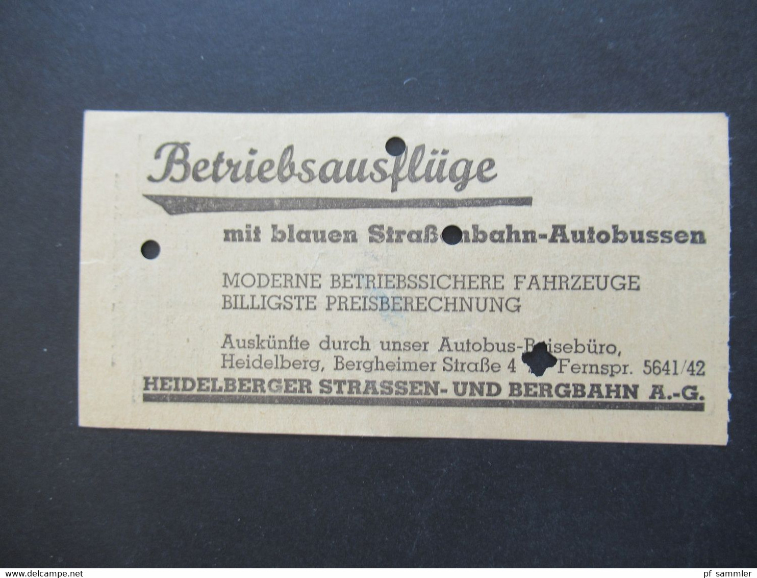 Ticket etliche Fahrscheine 1930 - 50er Jahre Heidelberger Straßen und Bergbahn AG Konvolut