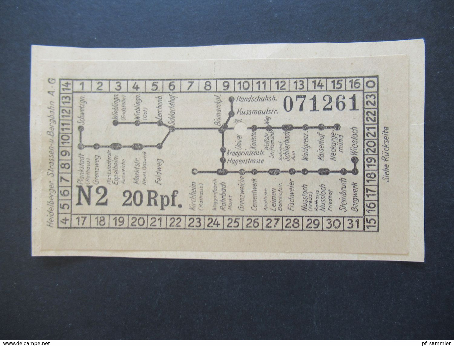 Ticket etliche Fahrscheine 1930 - 50er Jahre Heidelberger Straßen und Bergbahn AG Konvolut