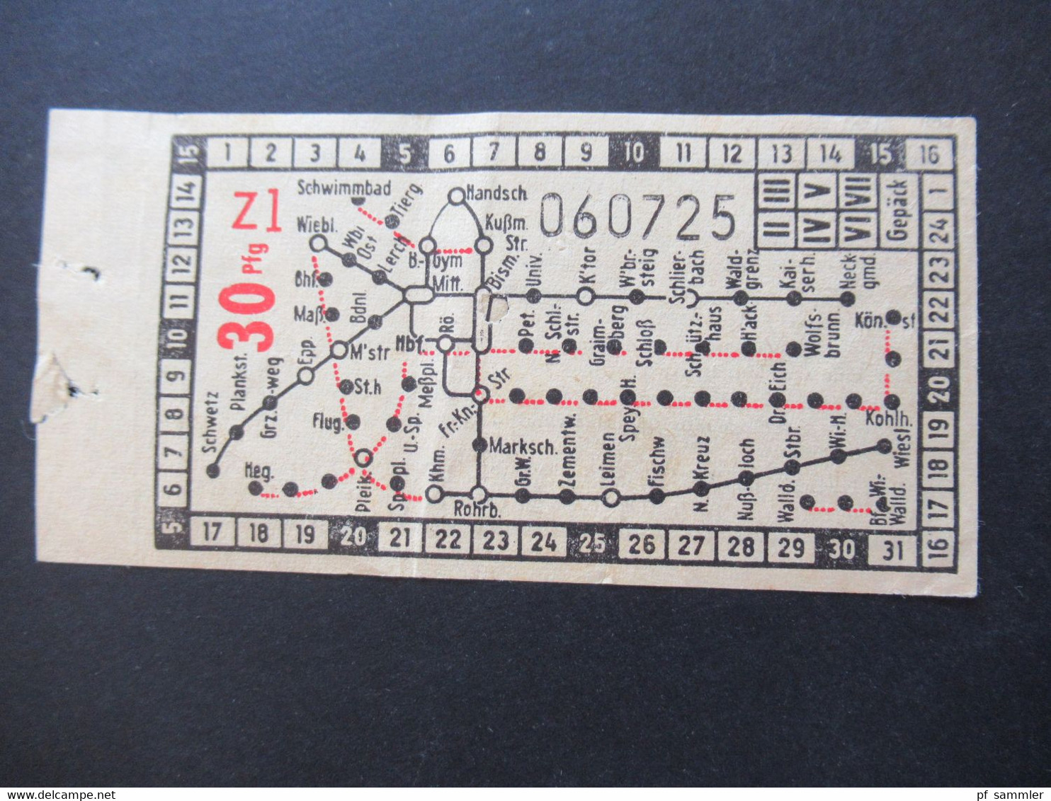 Ticket etliche Fahrscheine 1930 - 50er Jahre Heidelberger Straßen und Bergbahn AG Konvolut