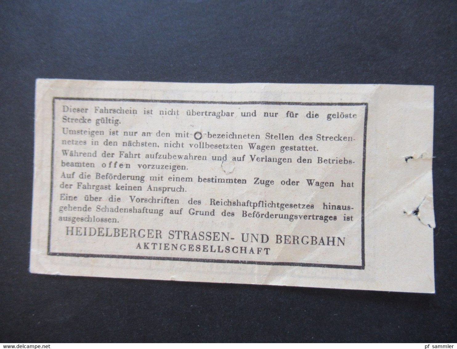 Ticket etliche Fahrscheine 1930 - 50er Jahre Heidelberger Straßen und Bergbahn AG Konvolut
