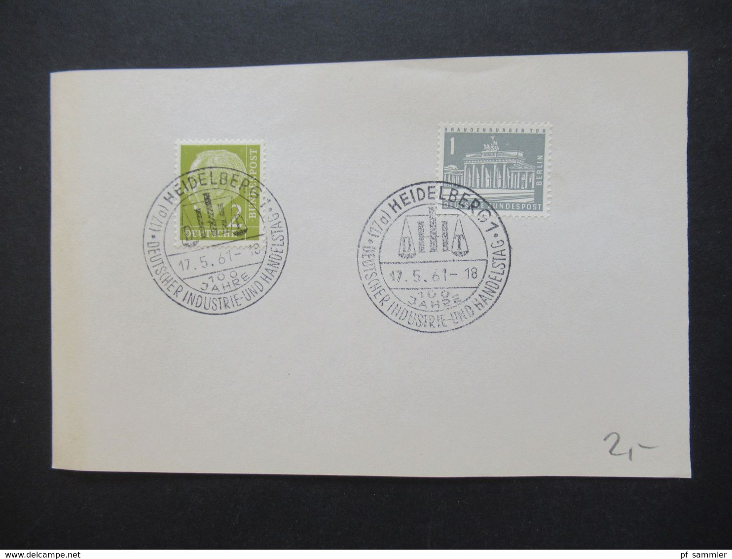 BRD Ab Posthorn Nr. 123 Jahre 1954 - 61 Briefstücke / Blankozettel Mit Sonderstempel Heidelberg Verschiedene SST - Gebraucht