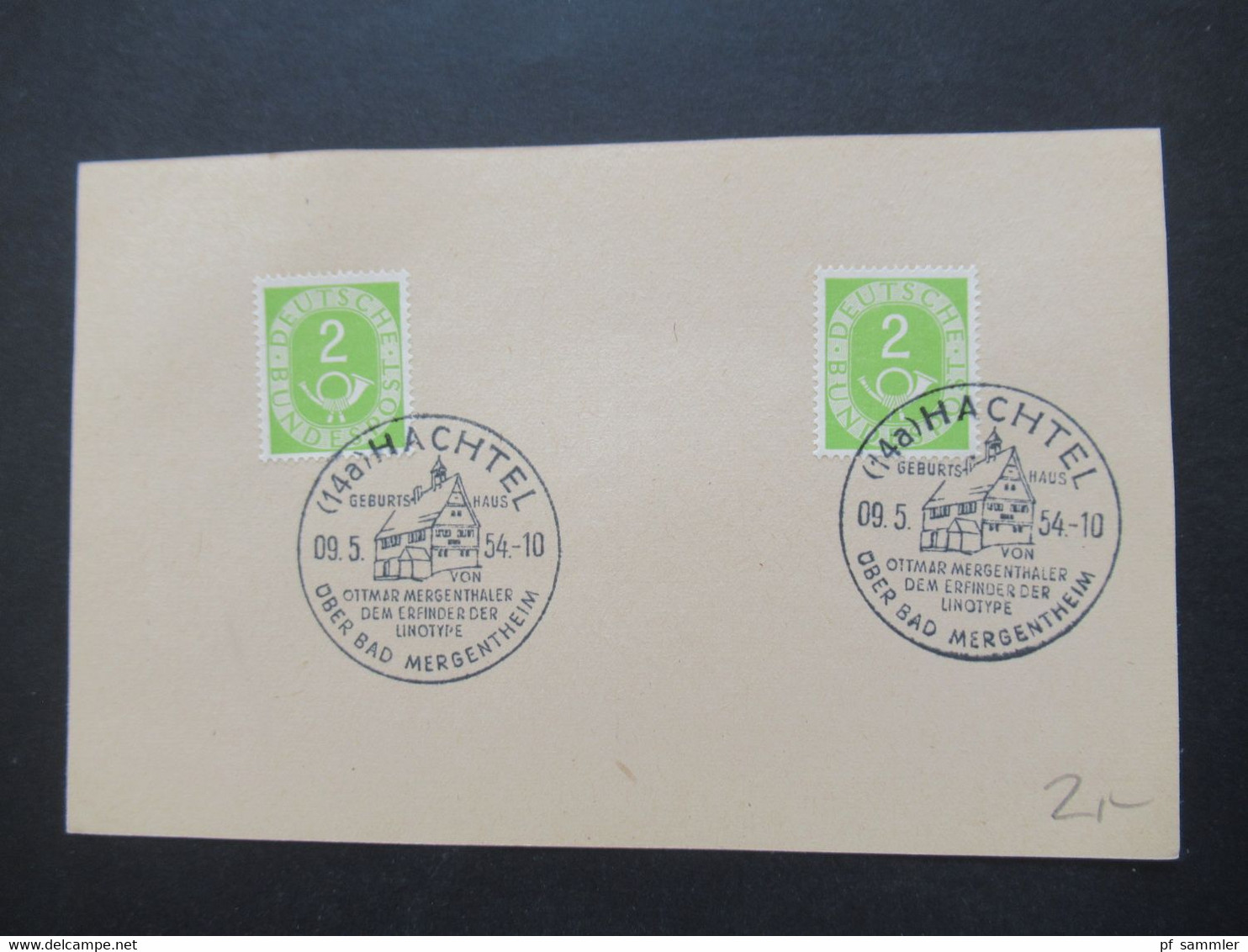 BRD ab Posthorn Nr. 123 Jahre 1954 - 61 Briefstücke / Blankozettel mit Sonderstempel Heidelberg verschiedene SST