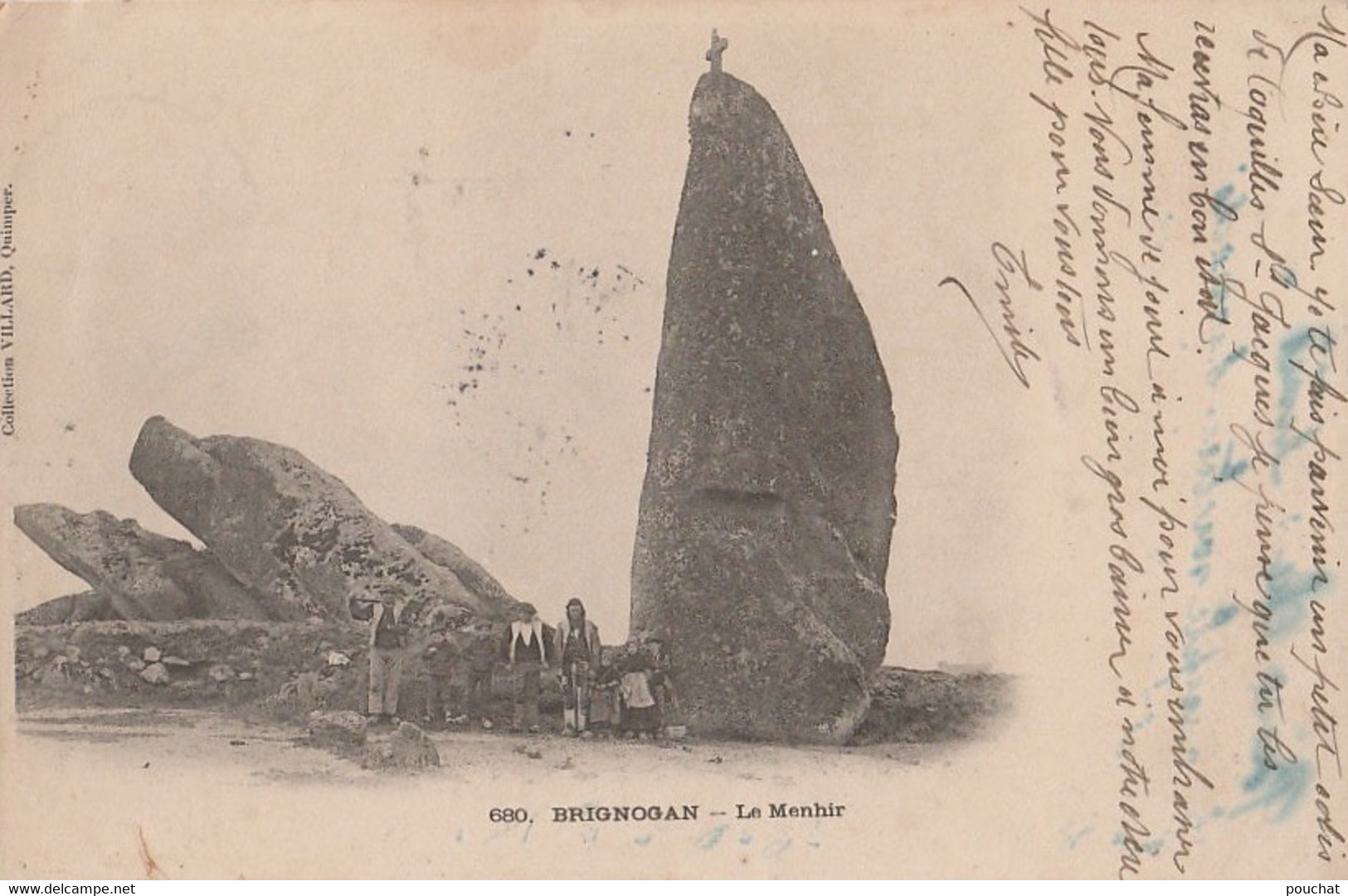 W3-29) BRIGNOGAN (FINISTERE) LE MENHIR  - (ANIMEE - OBLITERATION DE 1905 - 2 SCANS) - Brignogan-Plage