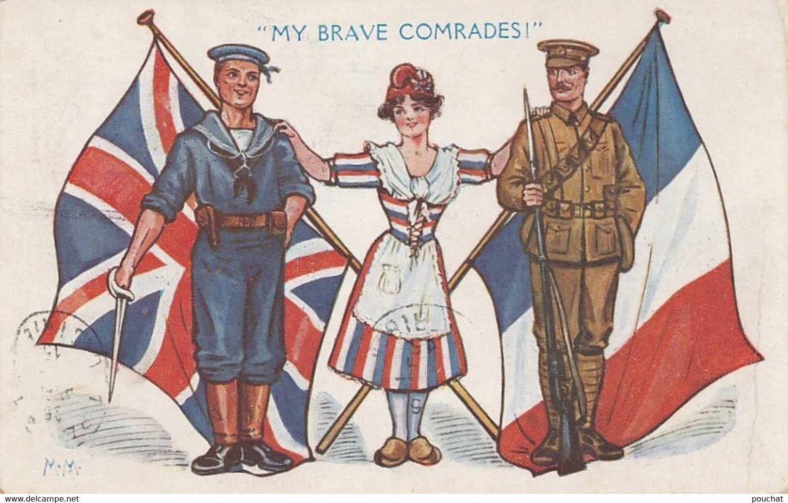 F15- MILITARIA - MY BRAVE COMRADES - DRAPEAU ANGLAIS ET FRANCAIS - 2 SCANS - Humour