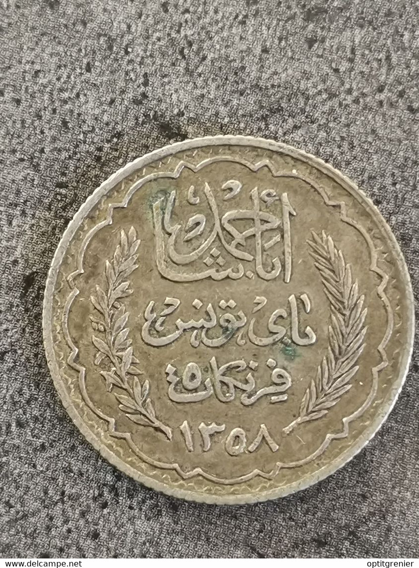 5 FRANCS 1939 ARGENT TUNISIE TUNISIA SILVER PROTECTORAT FRANÇAIS - Tunisia