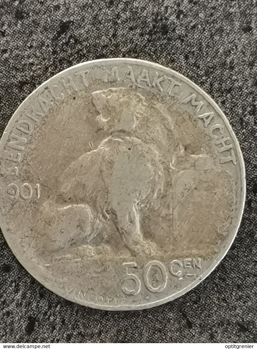 50 CENTIMES 1901 ARGENT BELGIQUE BELGIUM SILVER LEGENDE FLAMANDE - 50 Cents