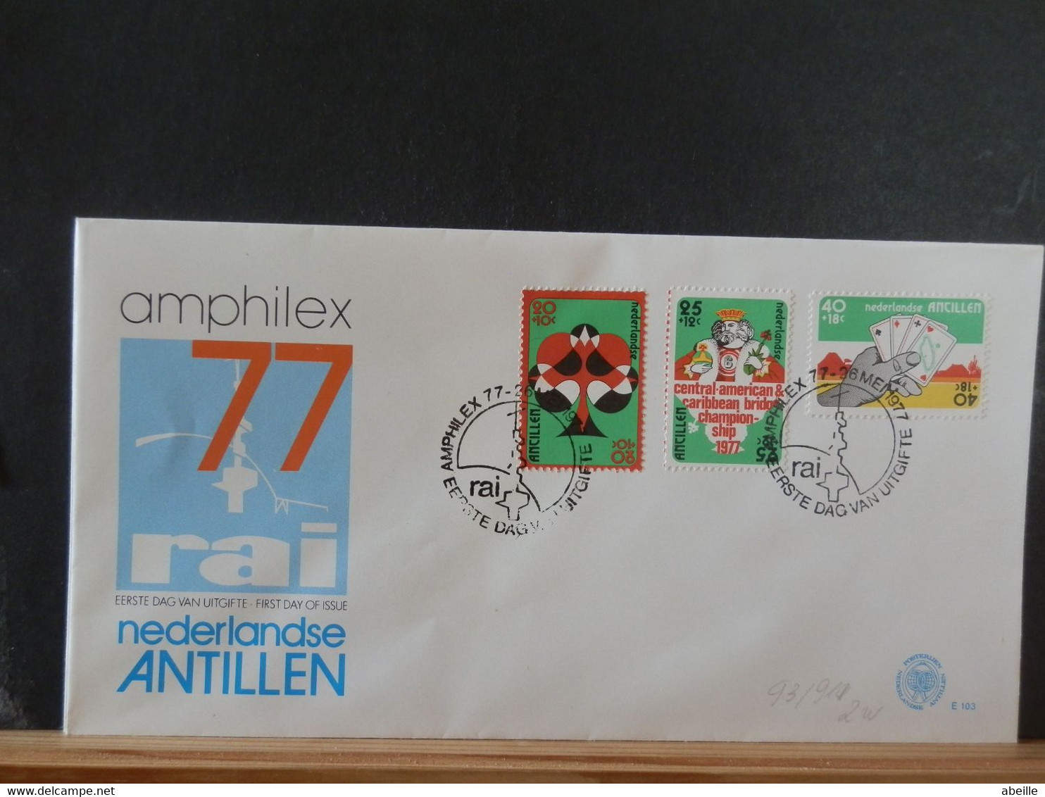 93/911A  FDC NED. ANTILLEN - Chess