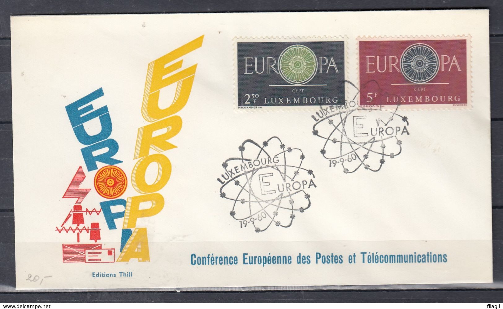 FDC Van Luxembourg Europa Conférence Européenne Des Postes Et Télécommunications - 1960