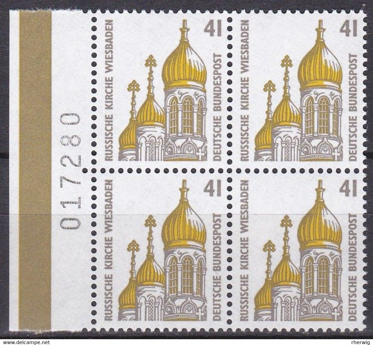 BRD, Sehenswürdigkeiten (XV), 1993, Mi.Nr. 1687 ** Ein Viererblock Mit Bogenzähler - Unused Stamps