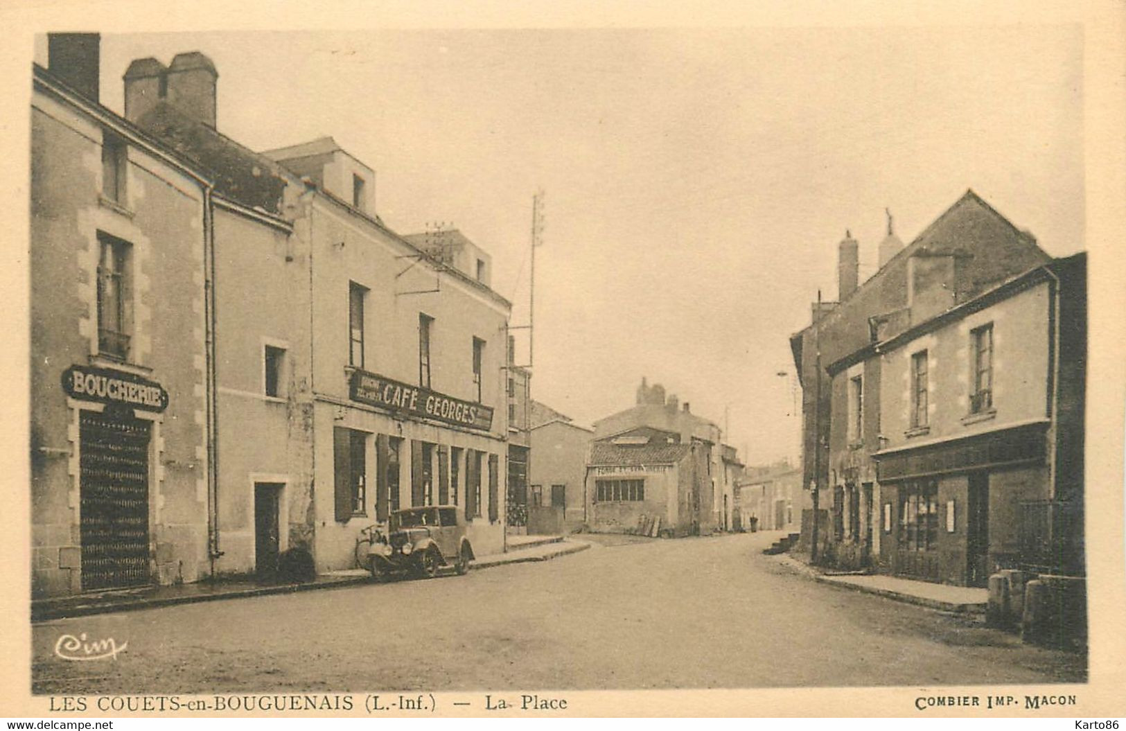 Les Couëts En Bouguenais * La Place * Boucherie * Café GEORGES * Automobile Ancienne * Couets - Bouguenais