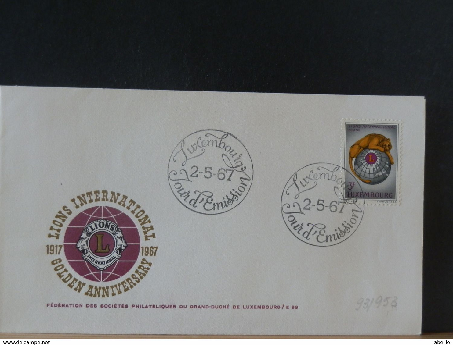 93/953  FDC LUX.  LION - Other & Unclassified