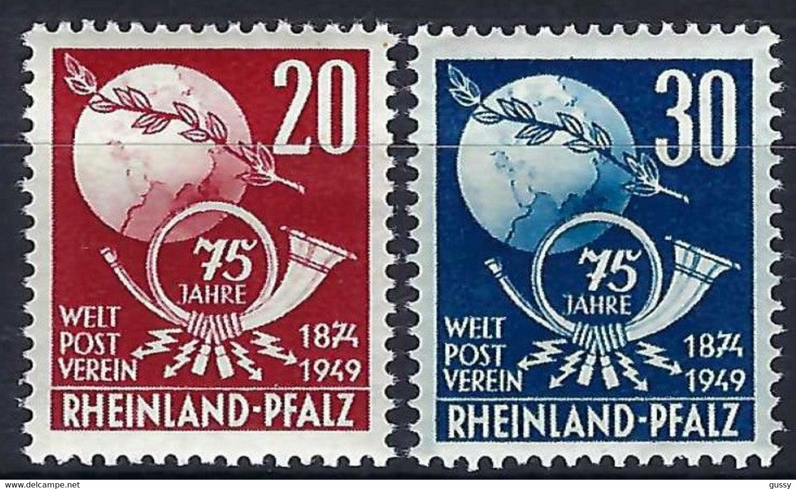 U.P.U. (Union Postale Universelle): 75ème Anniversaire De L'UPU, TP De Rheinland-Pfalz, Neufs** - UPU (Wereldpostunie)