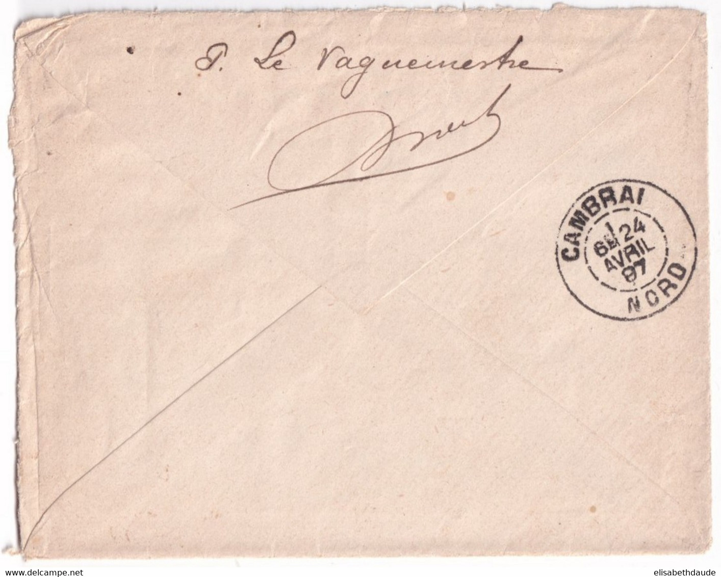 MADAGASCAR - 1897 - ENVELOPPE Du CORPS EXPEDITIONNAIRE à TAMATAVE => CAMBRAI - Army Postmarks (before 1900)