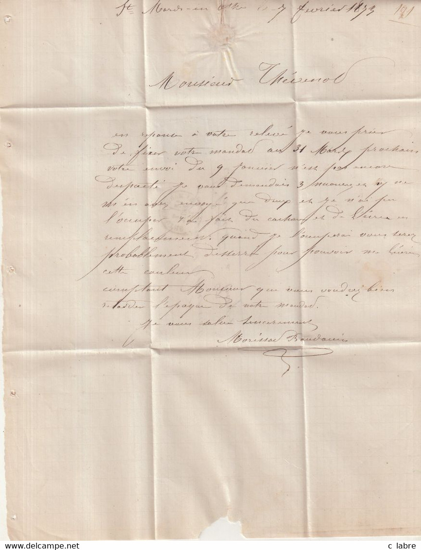 FRANCE : GC 3742 . " ST MARDS EN OTHE " . (09) . 1873 . - 1849-1876: Période Classique
