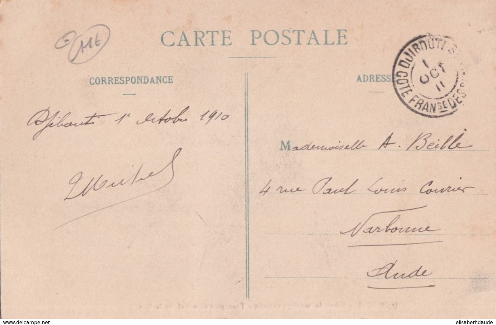 COTE DES SOMALIS - 1915 - CARTE De DJIBOUTI => MARSEILLE - Lettres & Documents