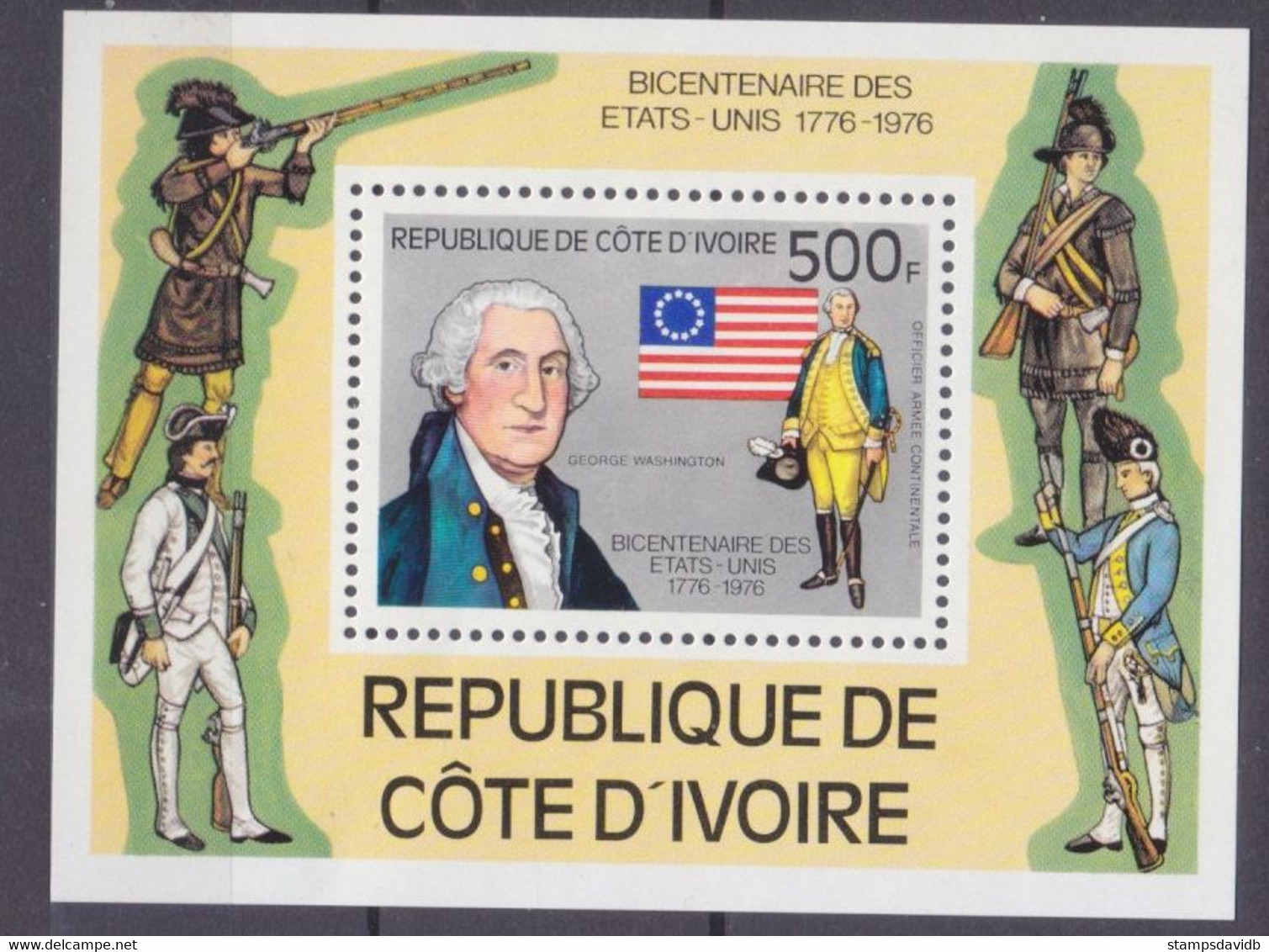 1976	Ivory Coast Cote D'Ivoire	502/B6	200 Years Of Independence For America 	7,00 € - Indiens D'Amérique