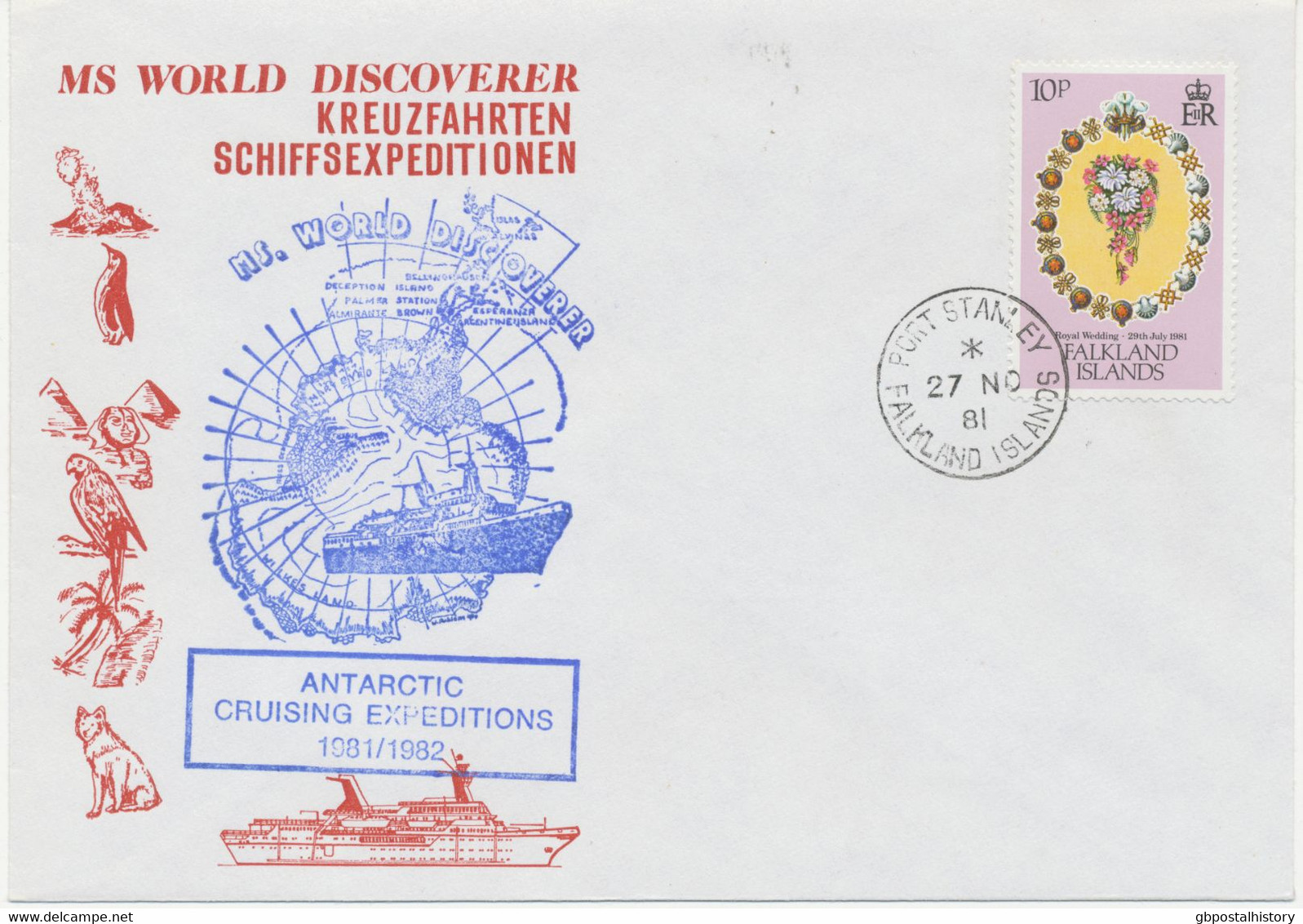 FALKLAND ISLANDS 1981 Extremely Rare MS World Discoverer Antarctic Cruising Expedition Cover With CDS „PORT STANLEY" - Islas Malvinas