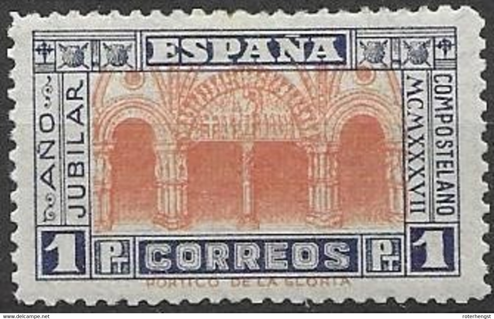 Spain Mh * 1937 50 Euros - Unused Stamps