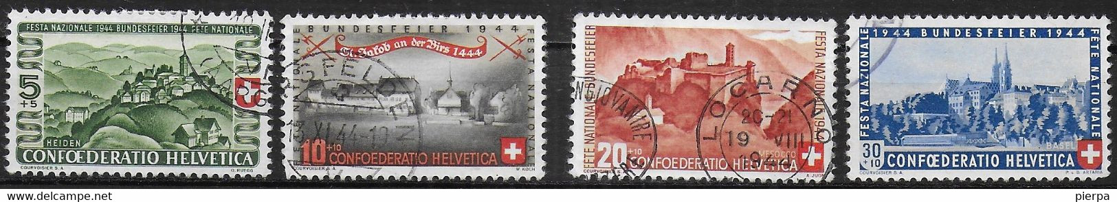 SVIZZERA - 1944 - PRO PATRIA  - SERIE 4 VALORI -  USATA (YVERT 595\598 - MICHEL 431\434) - Other & Unclassified