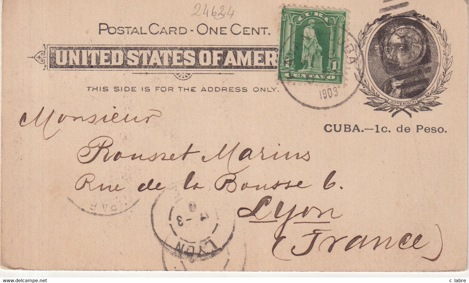 CUBA : ENTIER POSTAL . AVEC COMPLEMENT . 1903 . - Other & Unclassified