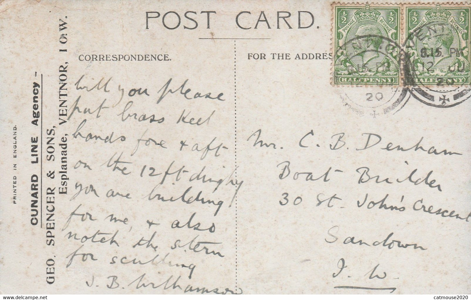 GB Postcard Shipping Cunarder At Queenstown 1920 - Other & Unclassified