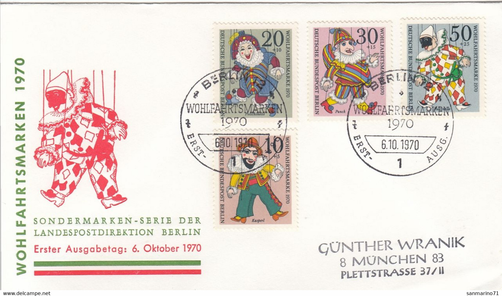 FDC GERMANY Berlin 373-376 - Marionetas