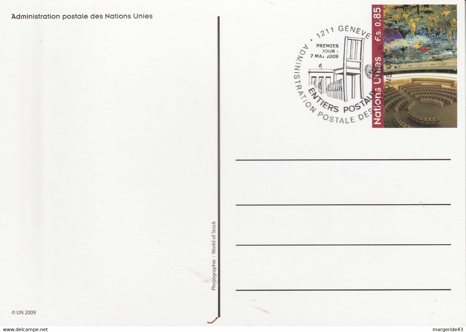 NATIONS UNIES 2001 ENTIER FDC 0.85 FS - Cartas & Documentos