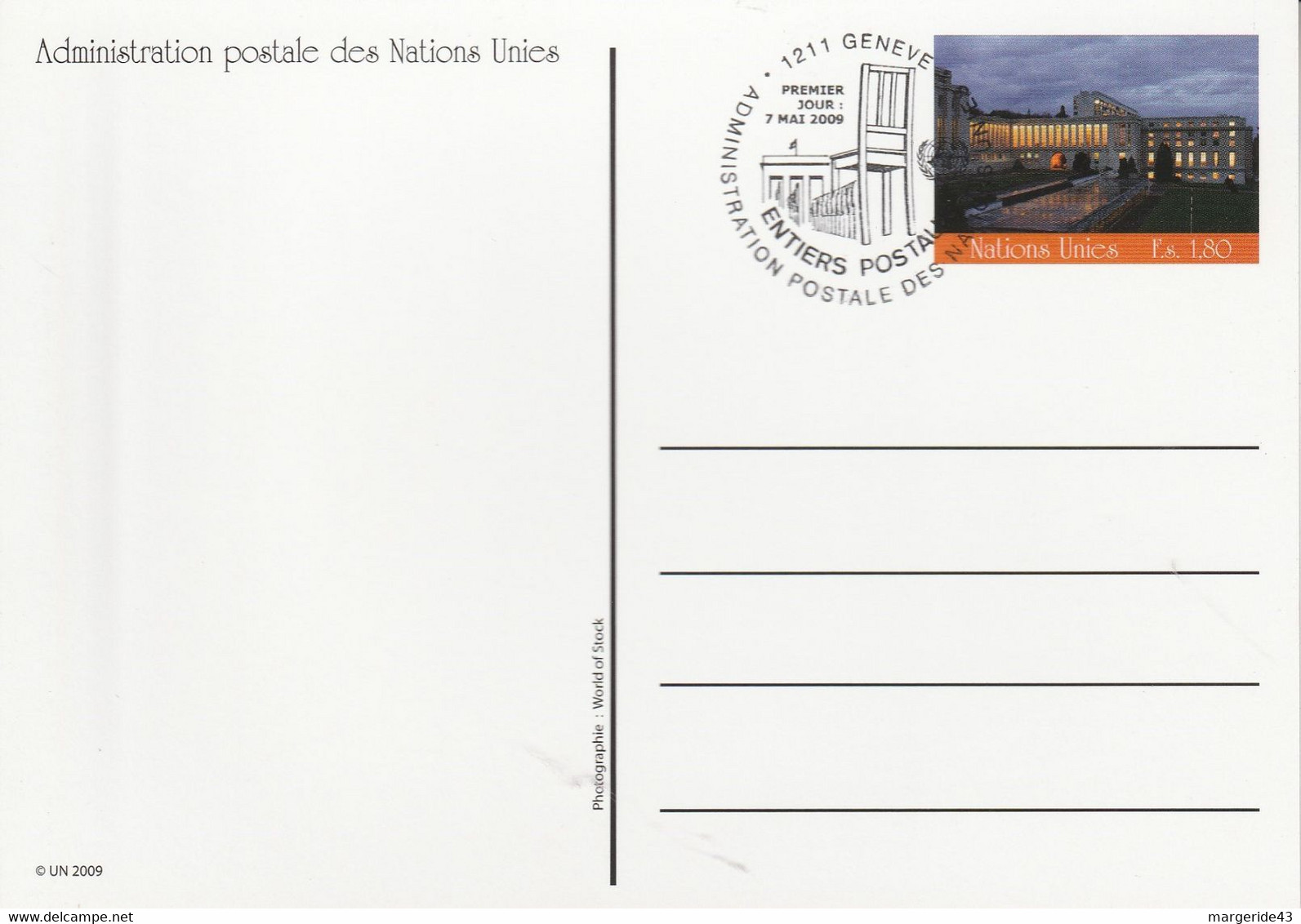 NATIONS UNIES 2001 ENTIER FDC 1.80 FS - Lettres & Documents