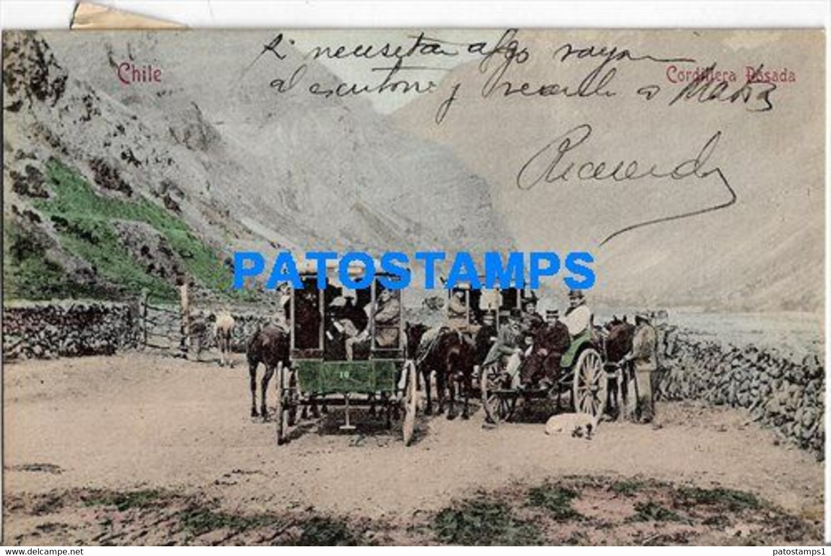 157769 CHILE CORDILLERA POSADA COSTUMES CART A HORSE  POSTAL POSTCARD - Chile