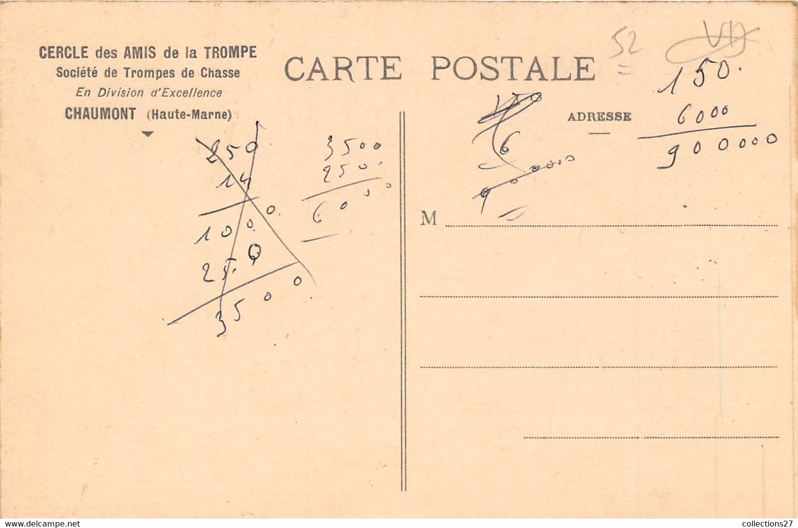 52-CHAUMONT- CERCLE DES AMIS DE LA TROMPE- STE DE TROMPES DE CHASSE - Chaumont