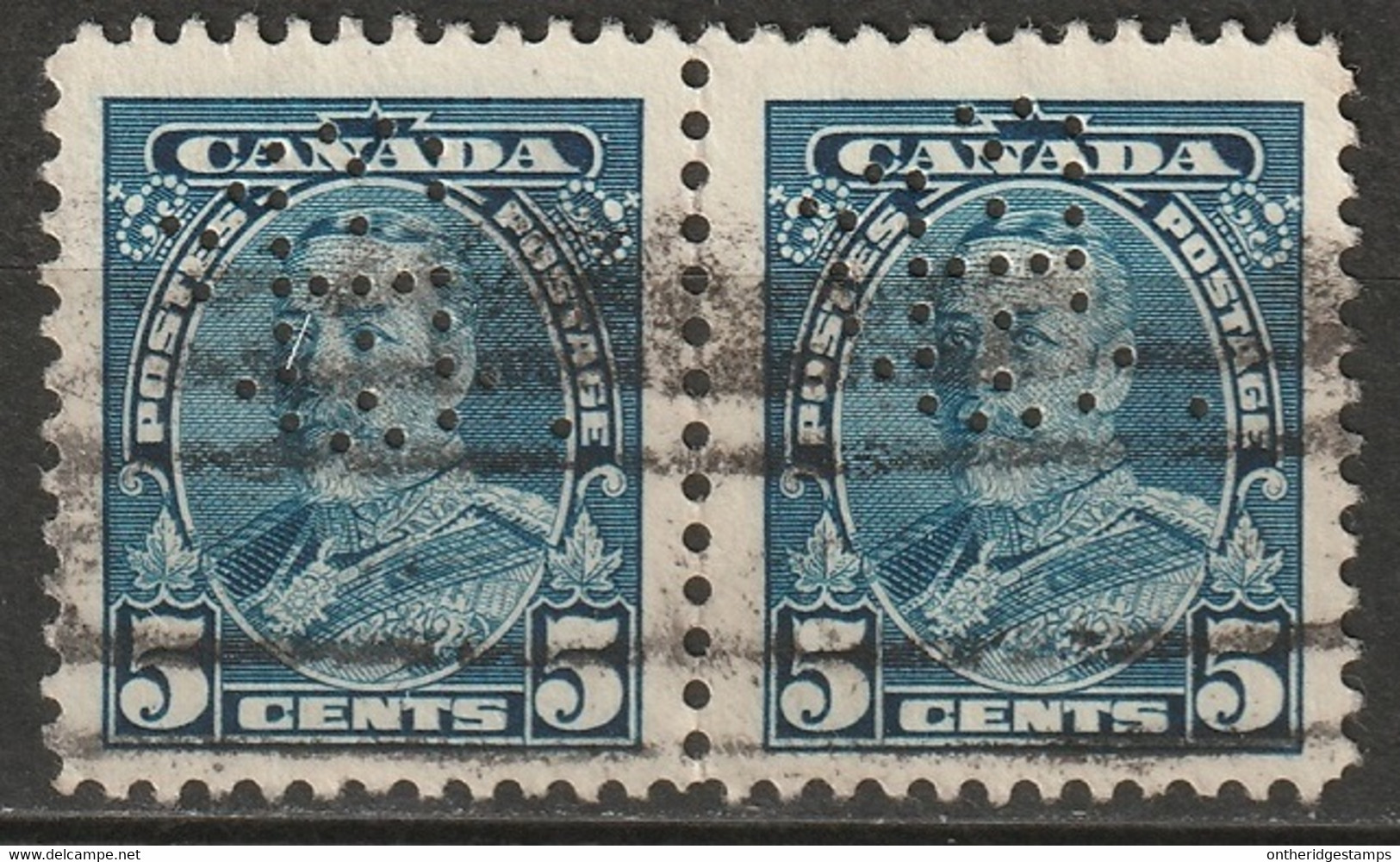 Canada 1935 Sc 221  Pair Used "IHC" (Intl Harvesters London) Perfin - Perfins