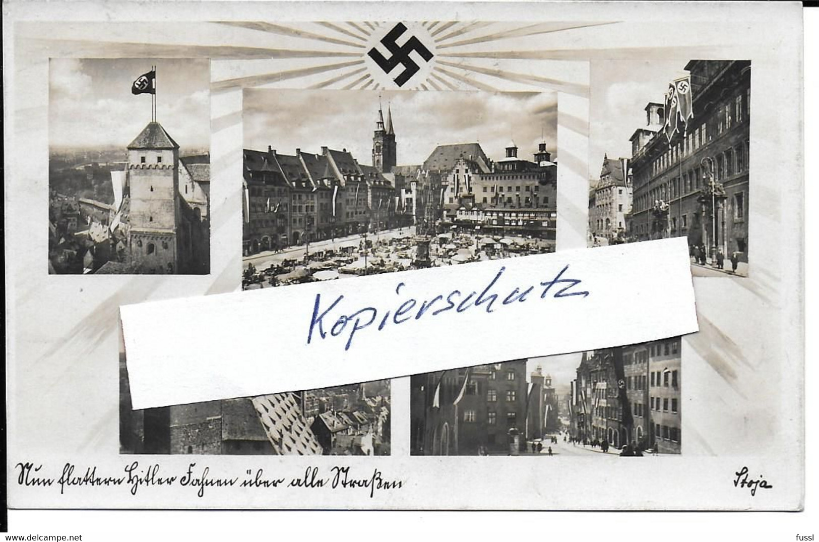 Propagandakarte, Propaganda, Aufgehende Sonne, HK-Sonne, Nürnberg, Bayern, Reichsparteitag, Hitler, Drittes Reich, RPT - Guerra 1939-45