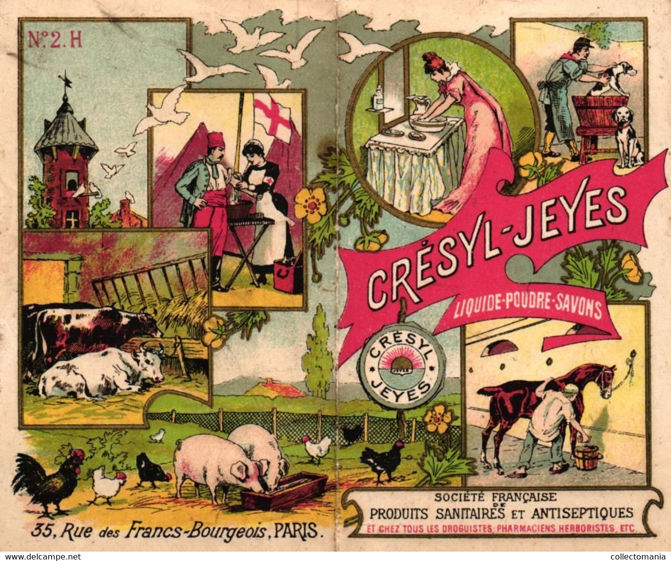 1 Carte Pliante Savons Poudre Antiseptiques Crésyl - Jeyes  Lith. Parisienne - Autres & Non Classés