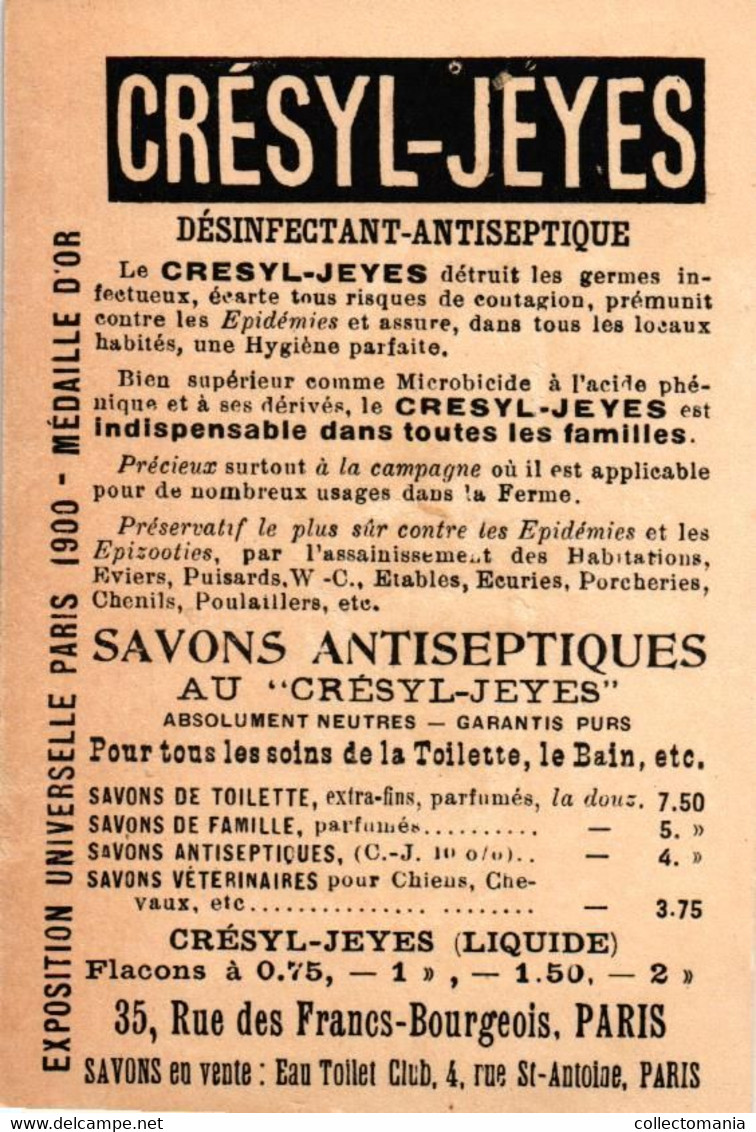 9  Cartes Savons Poudre Antiseptiques Crésyl - Jeyes  Toilet Club La Poste en Bolivie Autriche Turquie Deccan Portugal