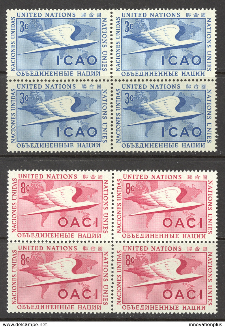 United Nations Sc# 31-32 MNH Block/4 1955 International Civil Aviation Organization - Ongebruikt