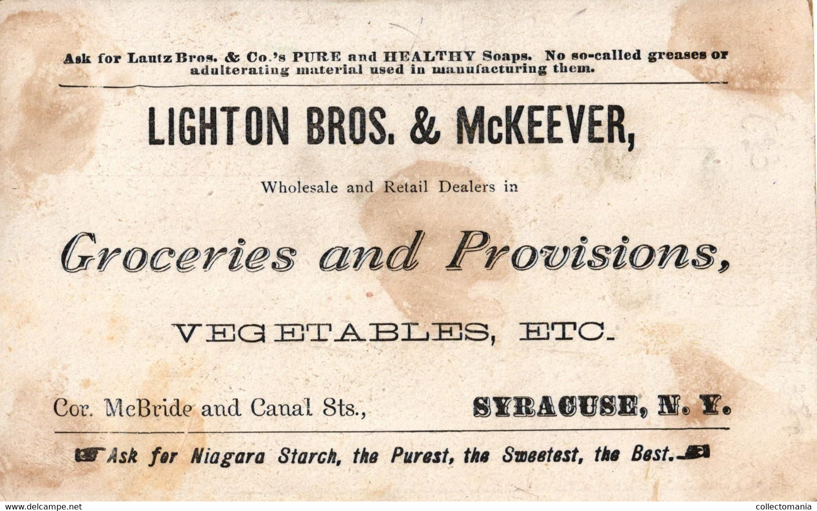 2 Cards Lautz Brothers  &C° Master Soap N.Y. Acne Soap  Syracuse N.Y. - Autres & Non Classés