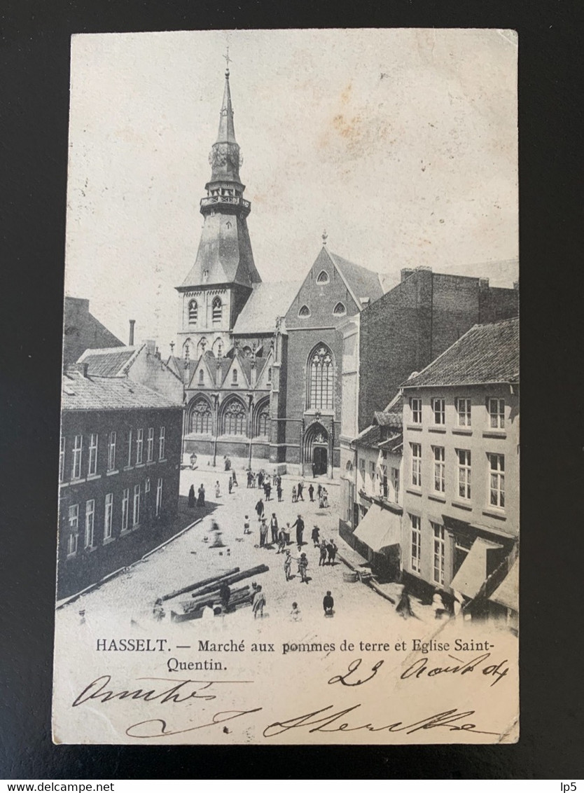 Hasselt. Marché Aux Pommes De Terre Et église Saint Quentin. - Hasselt