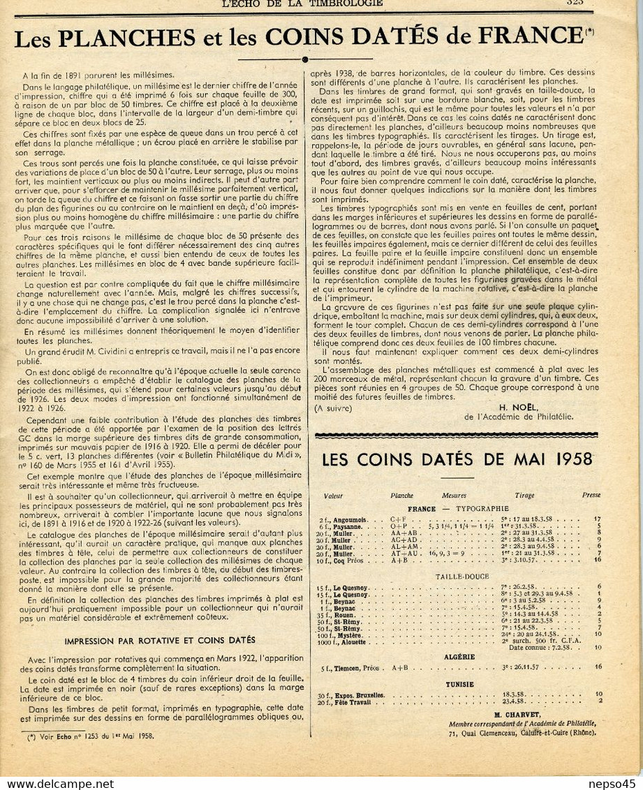 Timbrologie.Le 20 Centimes Noir De 1849.chronique De La Poste Aérienne. Planches Et Coins Datés De France. - Français (àpd. 1941)
