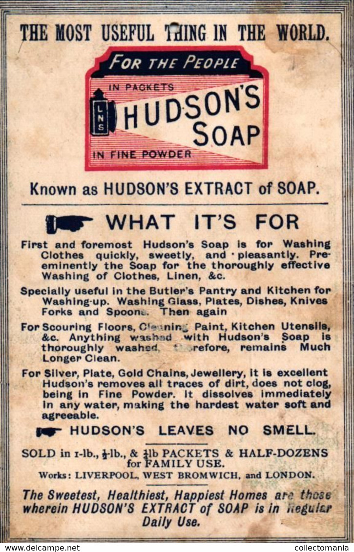2 Cards Hudson's Extract Of Soap  Magic Lantern - Other & Unclassified