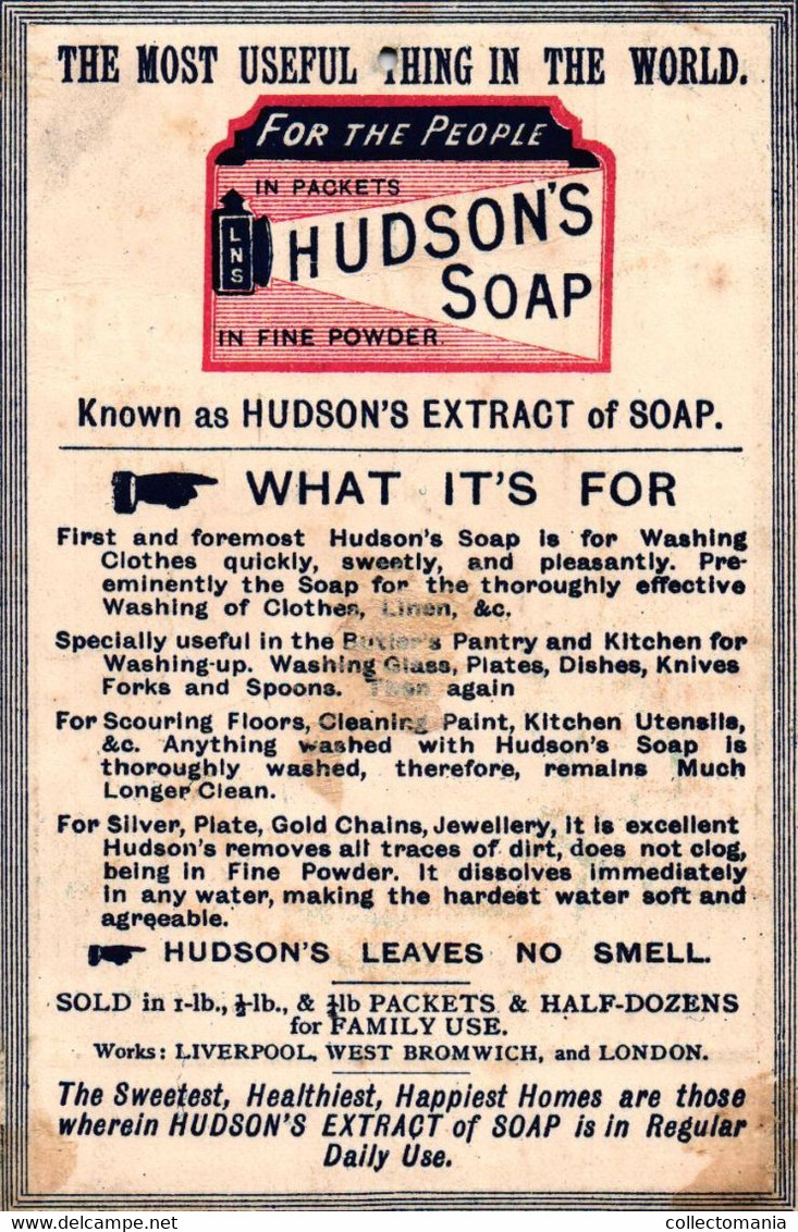 2 Cards Hudson's Extract Of Soap  Magic Lantern - Other & Unclassified