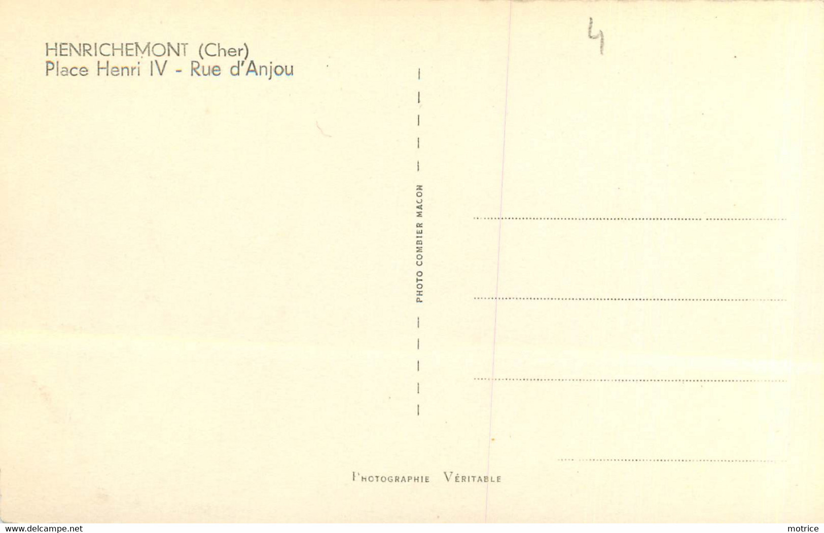 HENRICHEMONT - Place Henri IV, Rue D'Anjou. - Henrichemont
