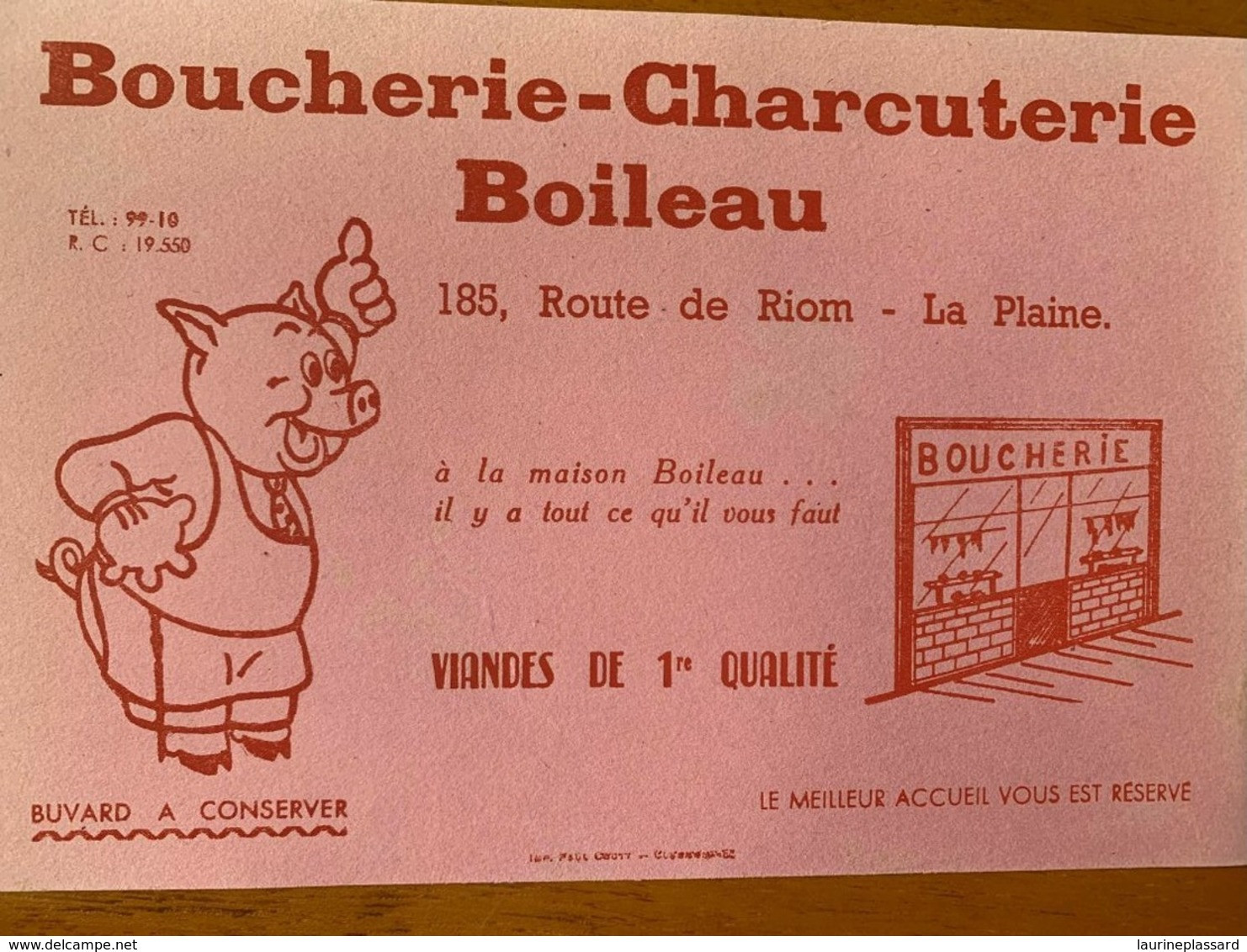 1 BUVARD BOUCHERIE BOILEAU - Alimentare