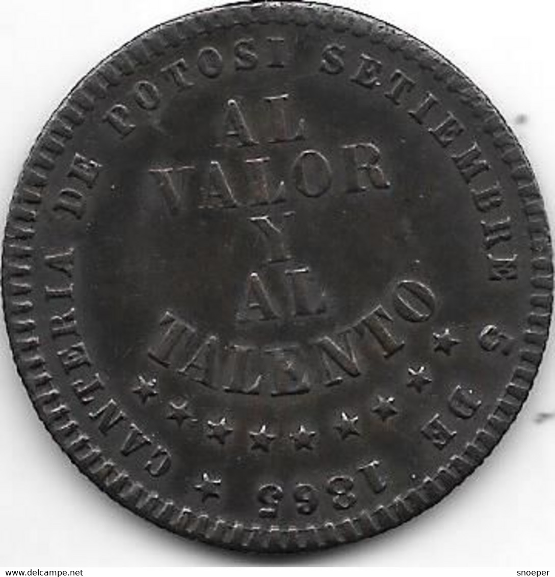 *bolivia 1/2 Melgarejo 1865 Copper!!!  Km PN6   Vf+ Rare !!!! - Bolivia