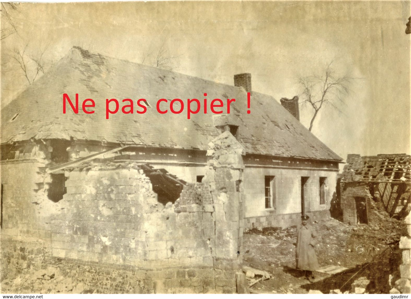 PHOTO ALLEMANDE - MAISON BOMBARDEE A LECLUSE PRES DE ARLEUX - DOUAI NORD - GUERRE 1914 1918 - 1914-18