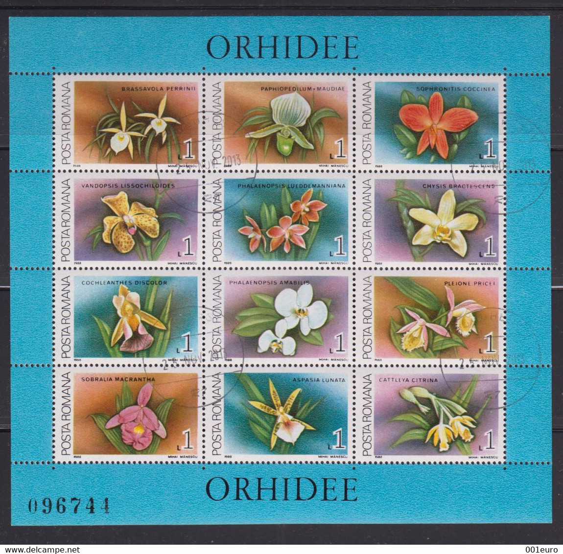 ROMANIA 1986: ORCHIDS, 2 Used Sheets (24 Tamps} - Registered Shipping! Envoi Enregistre! - Andere & Zonder Classificatie