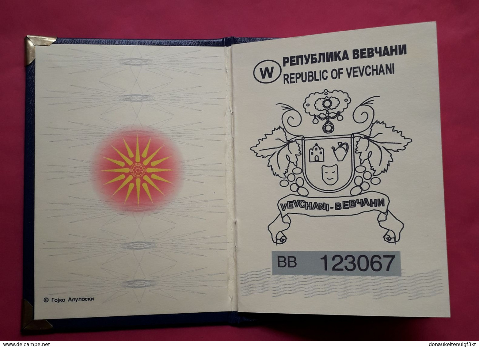 Republic of VEVCHANI (Macedonia), Passport, Used only for entering Carnival in Vevchani, UNIQUE